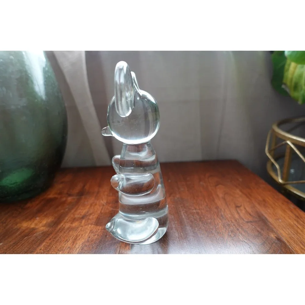 Vintage Clear Art‎ Glass Mouse Figurine 7 Inch Hand Blown MCM Animal Sculpture